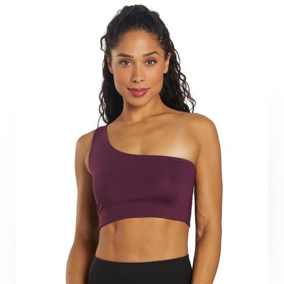 NWT Girlfriend Collective Bianca One Shoulder Bra, Plum, Size M - Picture 1 of 7